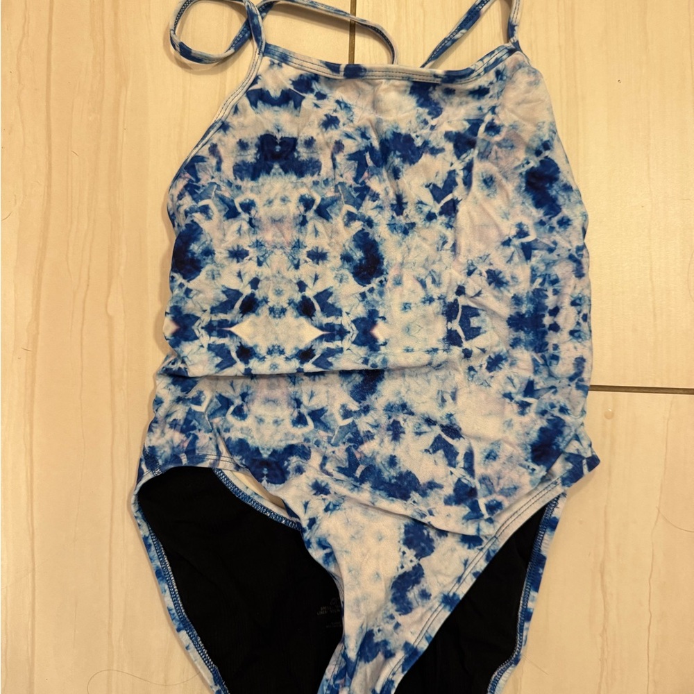 Jolyn Blue and White Tie-Dye Swimsuit